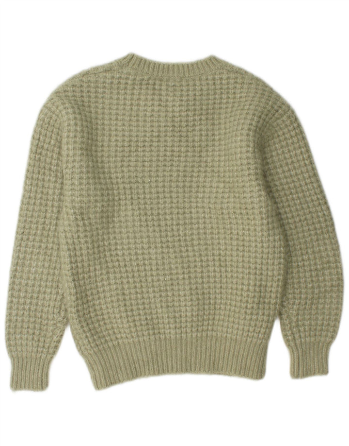 ZARA Womens Crew Neck Jumper Sweater UK 14 Medium Green Polyester