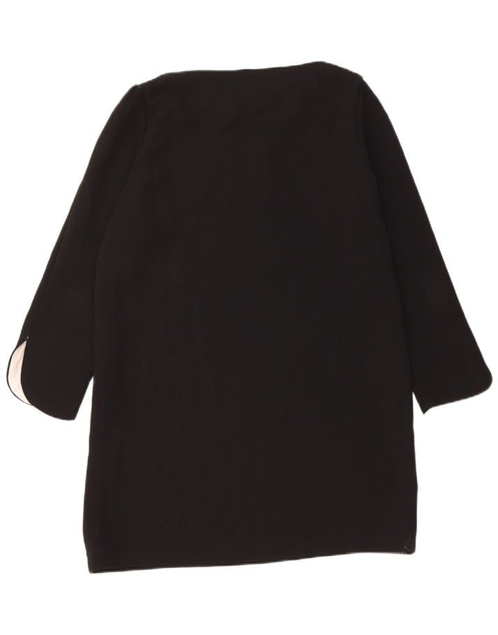 Zara Damen Langarm-Tunikakleid UK 12 Medium Schwarz Polyester