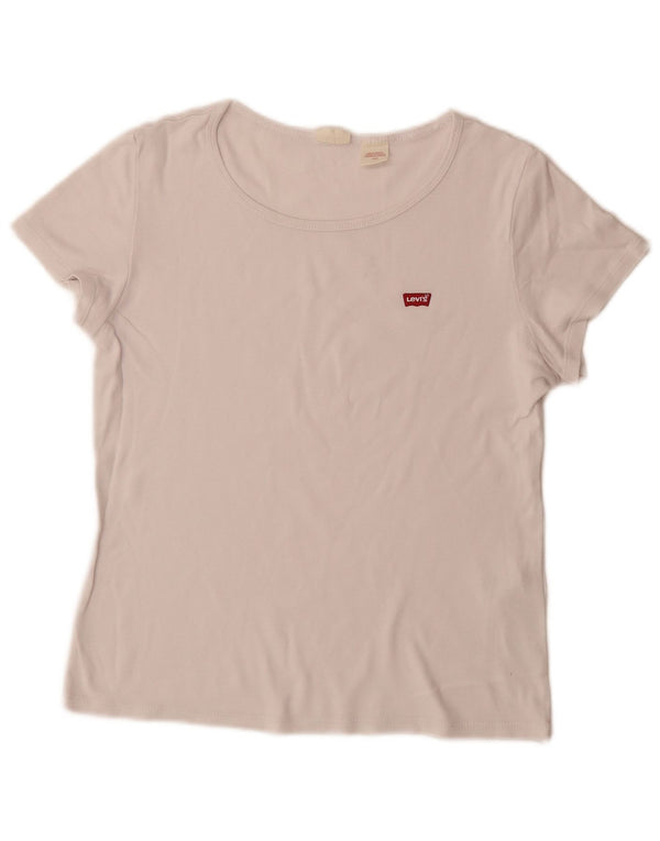 Levi's Damen T-Shirt Top UK 14 Large Weiße Baumwolle