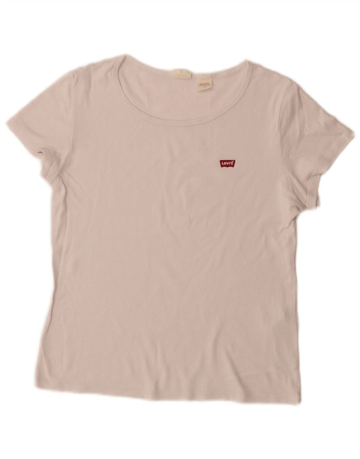 Levi's Damen T-Shirt Top UK 14 Large Weiße Baumwolle