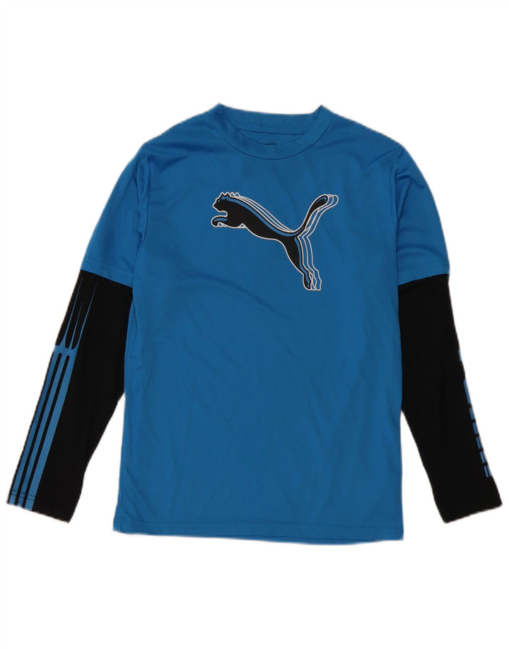 Puma Jungen Graphic Top Langarm 11-12 Jahre Blaues Colourblock-Polyester