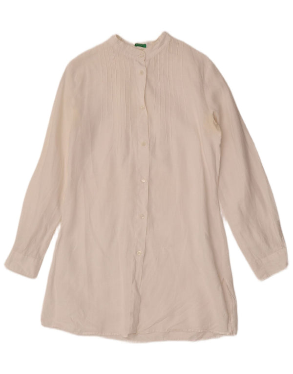 Benetton Damen Hemdkleid UK 10 Small Weiß