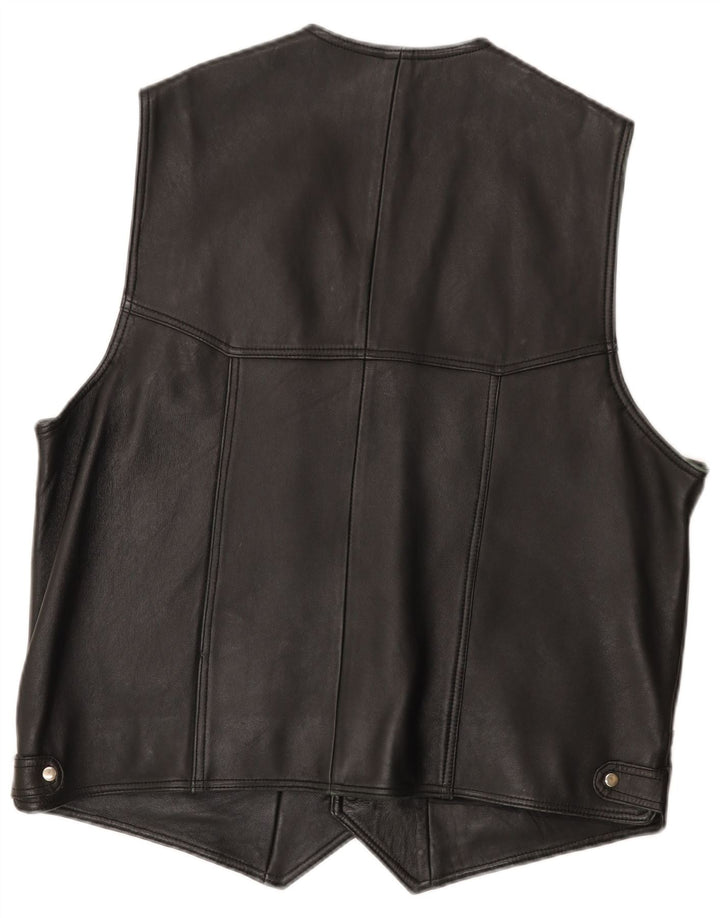 Vintage Herren Lederweste IT 56 3XL Schwarz