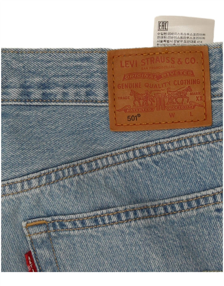 Levi's Damen 501 Distressed Straight Jeans W28 L28 Blaue Baumwolle