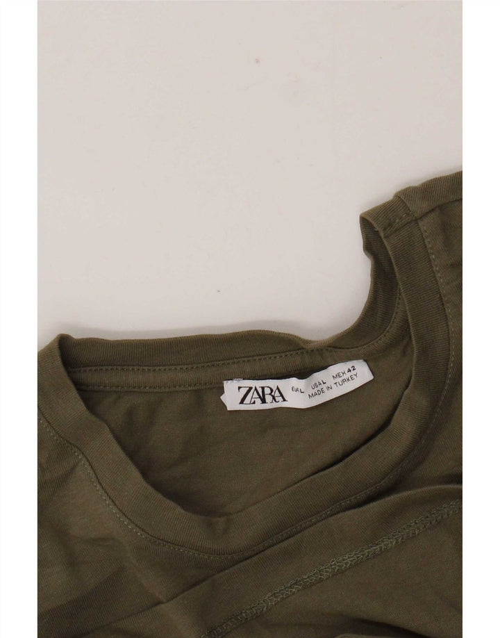Zara Herren T-Shirt Top Large Khaki