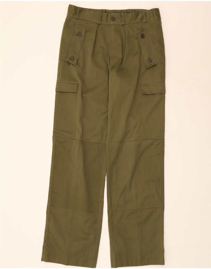 VINTAGE Gerade Herren-Cargohose W32 L32 Grünes Polyester