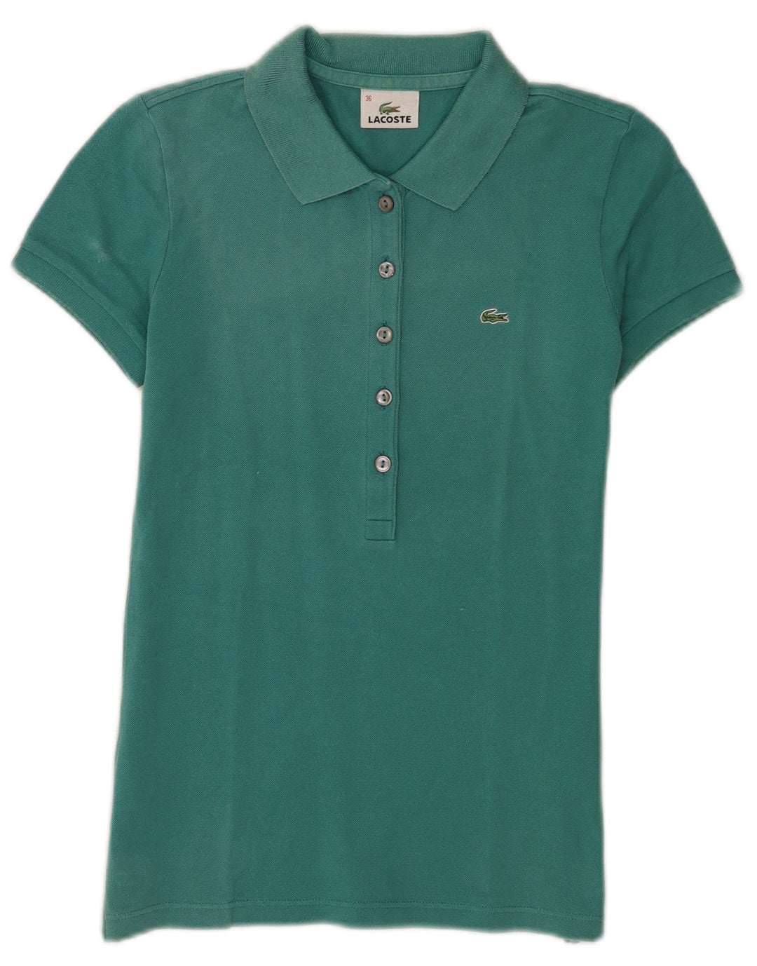 Lacoste Damen-Poloshirt, Größe 36, kleine türkisfarbene Baumwolle