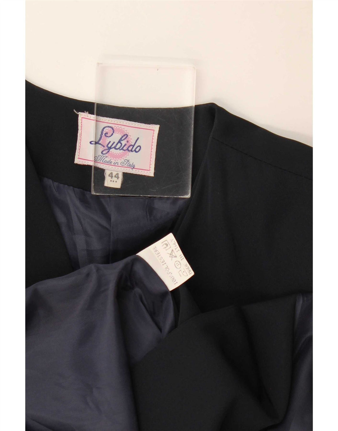 Lybido Zweireihiger Damenmantel IT 44 Mittelmarineblaues Blumenmuster aus Polyester