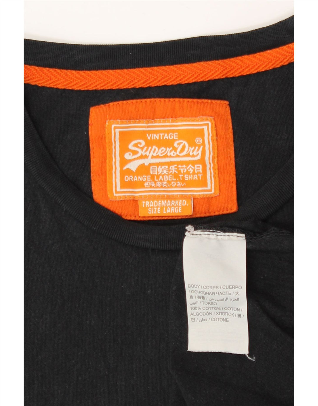 Superdry Herren T-Shirt Top Large Schwarz Baumwolle