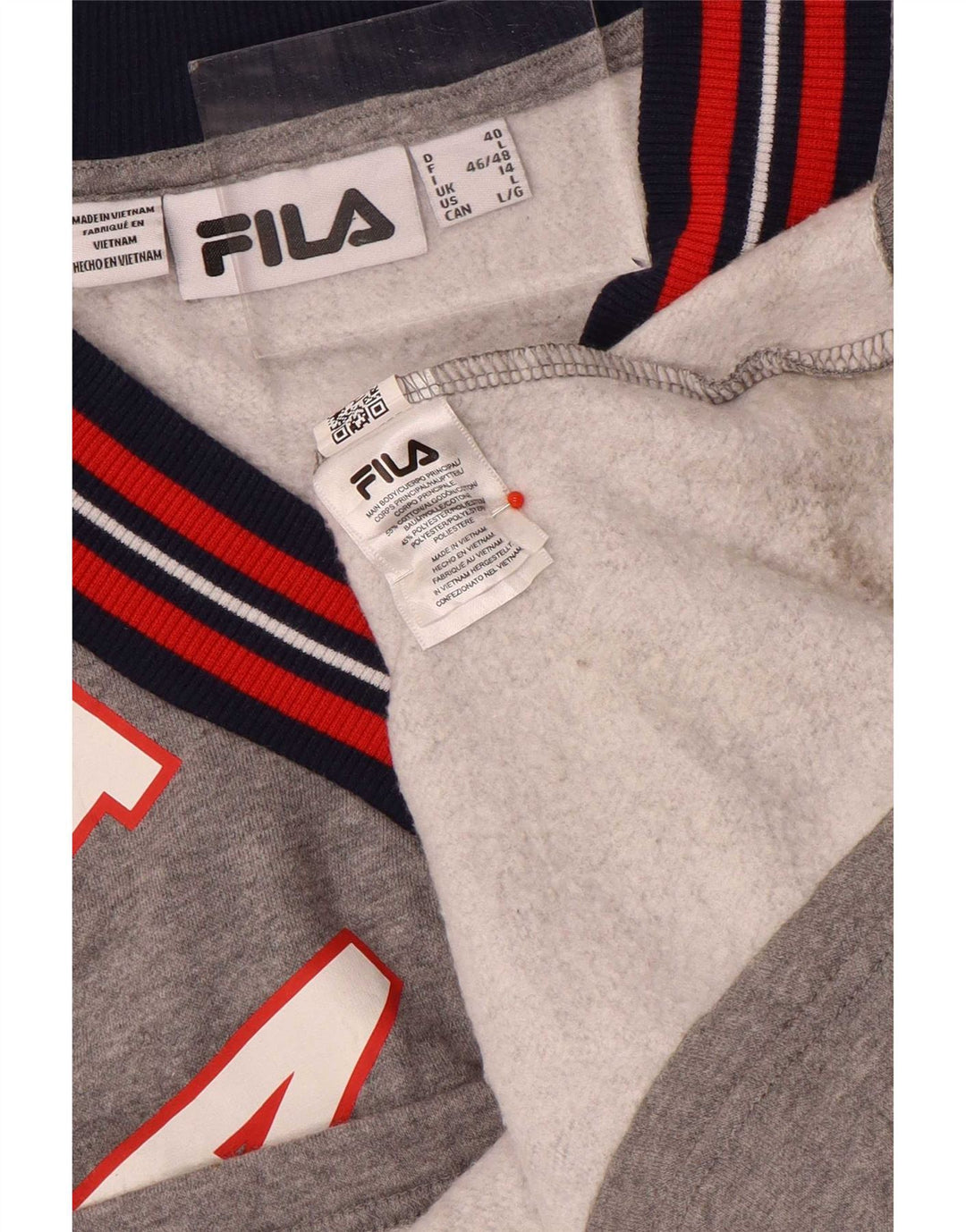 Fila Damen Grafik-Sweatshirt-Pullover UK 14 Large Grau Farbblock