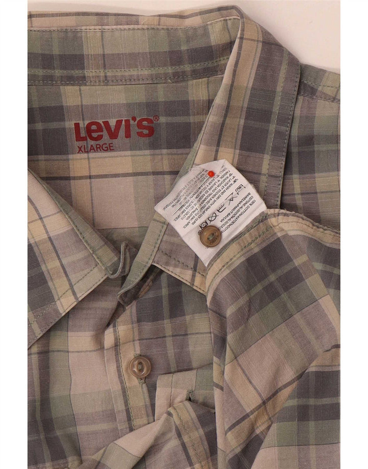 Levi's Herren-Kurzarmhemd XL aus grau karierter Baumwolle