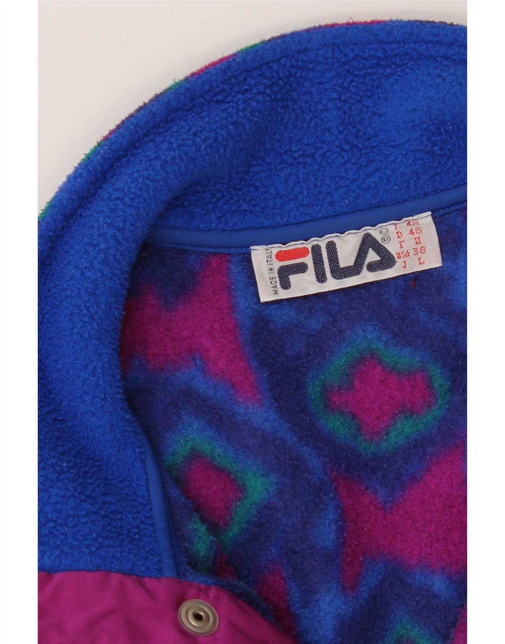 Fila Herren-Fleecepullover mit Knopfkragen, IT 48, mittelblau, geometrisch