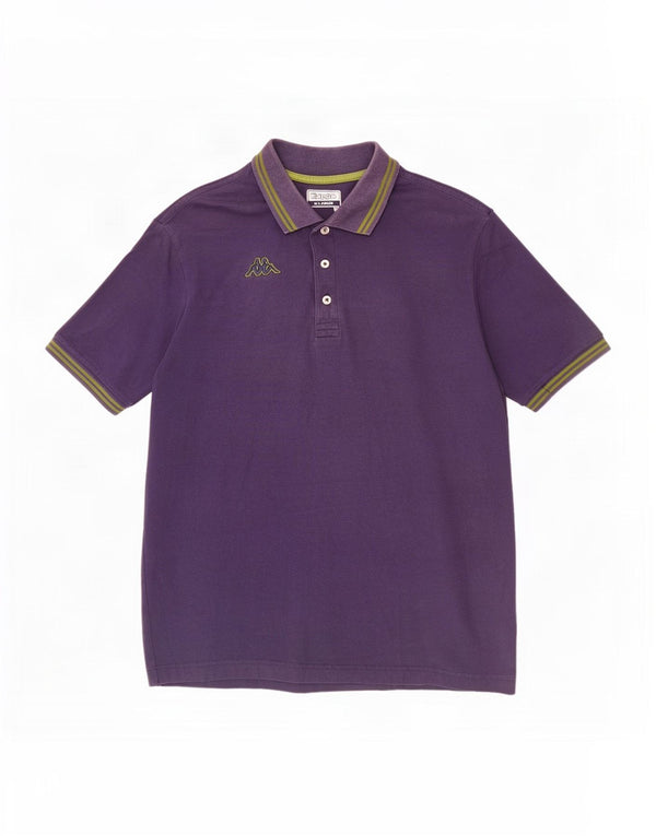 Kappa Herren Poloshirt XL Lila gestreift aus Baumwolle