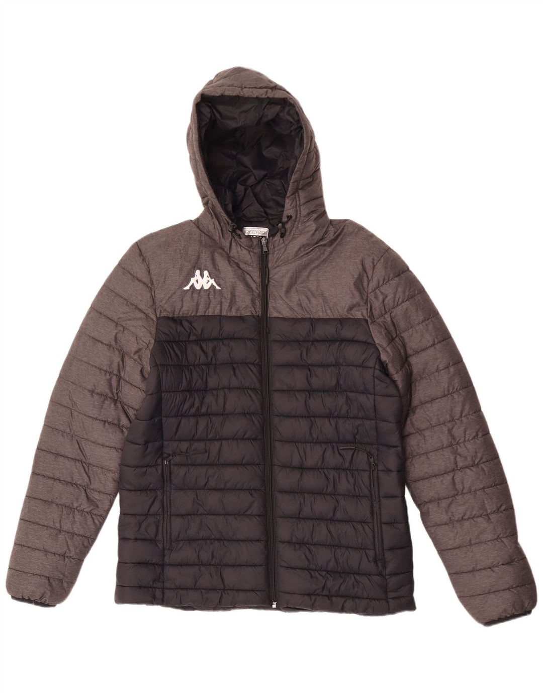 Kappa Herren-Jacke mit Kapuze, gepolstert, UK 40, Größe L, Schwarz, Colourblock-Polyamid