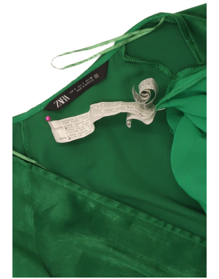Zara Damen-Kleid mit 3/4-Ärmeln, gestuft, Größe S, Grün, Polyester
