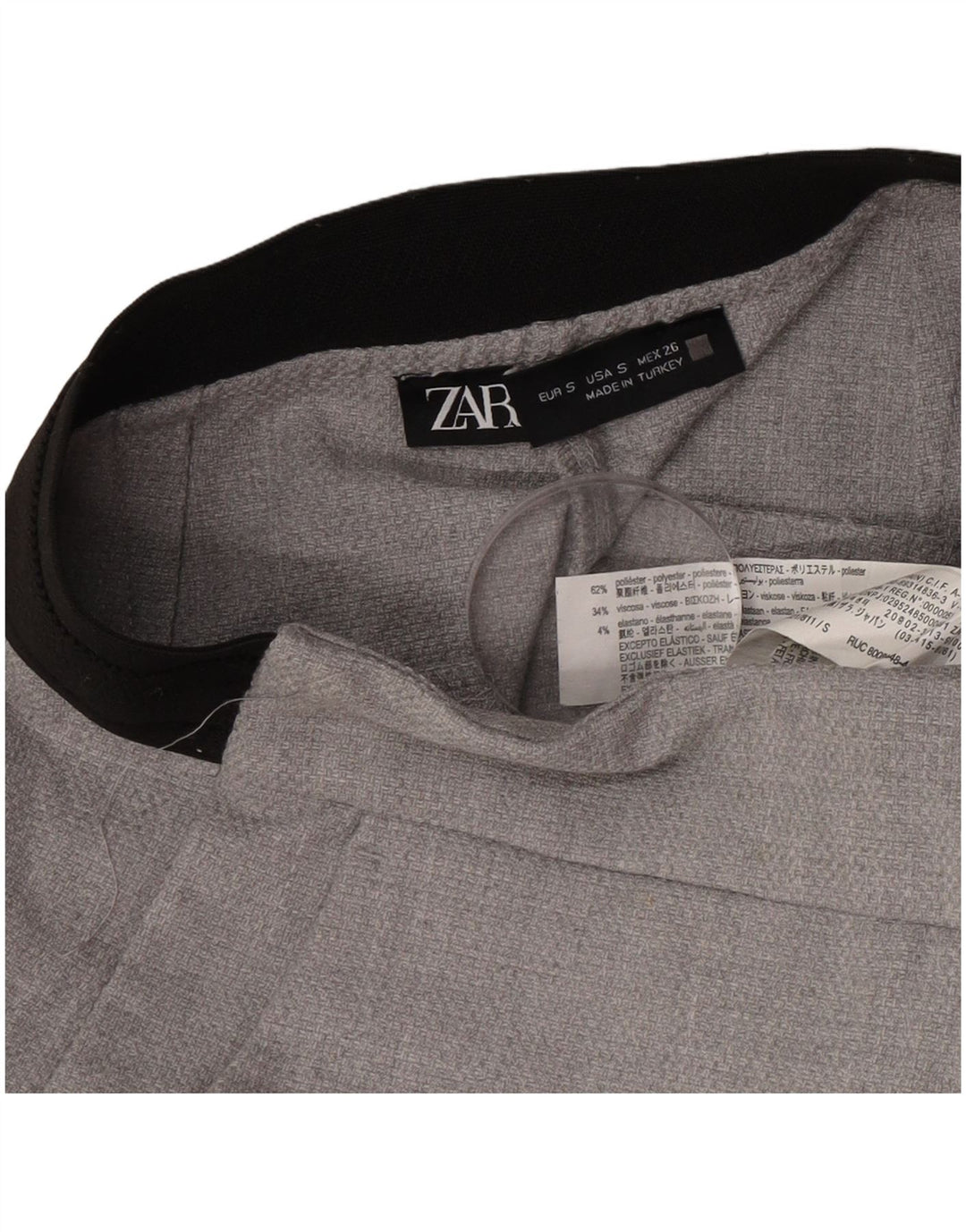 Zara Slim-Anzughose für Damen, Größe S, W26, L28, Grau, Polyester