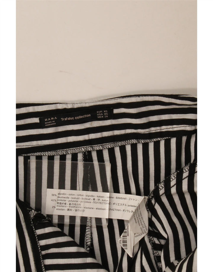 Zara Damen Skort UK 4 XS Schwarz gestreifte Baumwolle