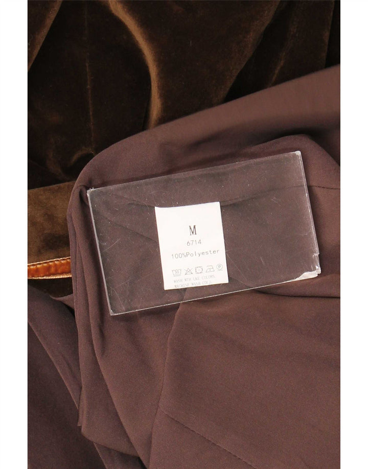Vintage Damen Samtmantel UK 12 Mittelbraunes Polyester
