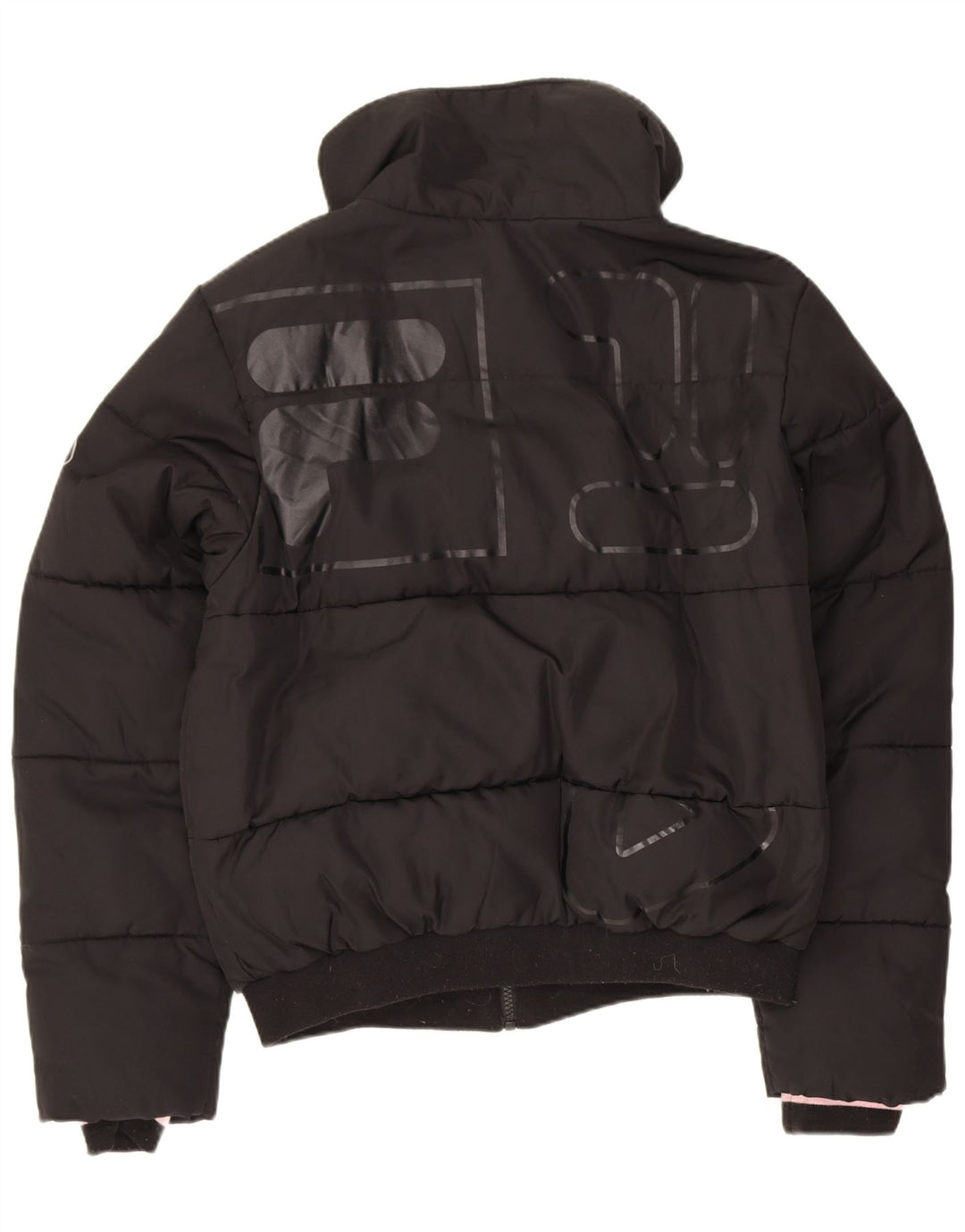 Fila Womens Graphic Oversized Wattierte Jacke UK 10 Small Schwarz Polyester