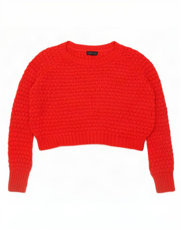 Topshop Damen-Pullover, bauchfrei, übergroß, U-Boot-Ausschnitt, Gr. 10, Größe S, Rot