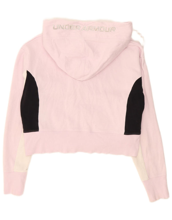 Under Armour Damen Crop Hoodie Pullover UK 14 Mittelrosa Farbblock
