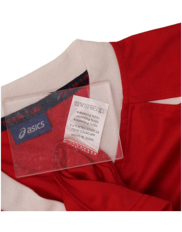 ASICS Mens T-Shirt Top Large Red Colourblock Polyester