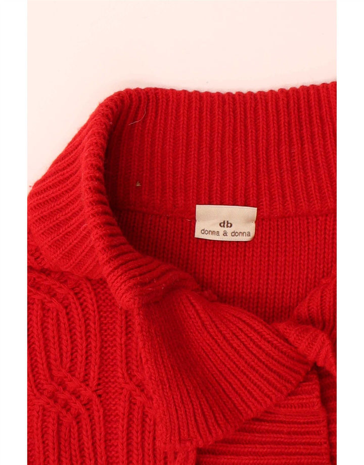 Vintage Damen Cardigan Pullover UK 12 Mittelrot Acryl