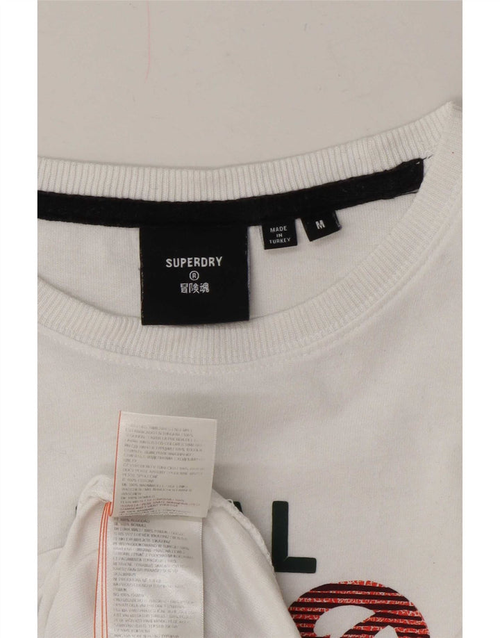Superdry Herren Grafik-T-Shirt-Oberteil aus mittelweißer Baumwolle