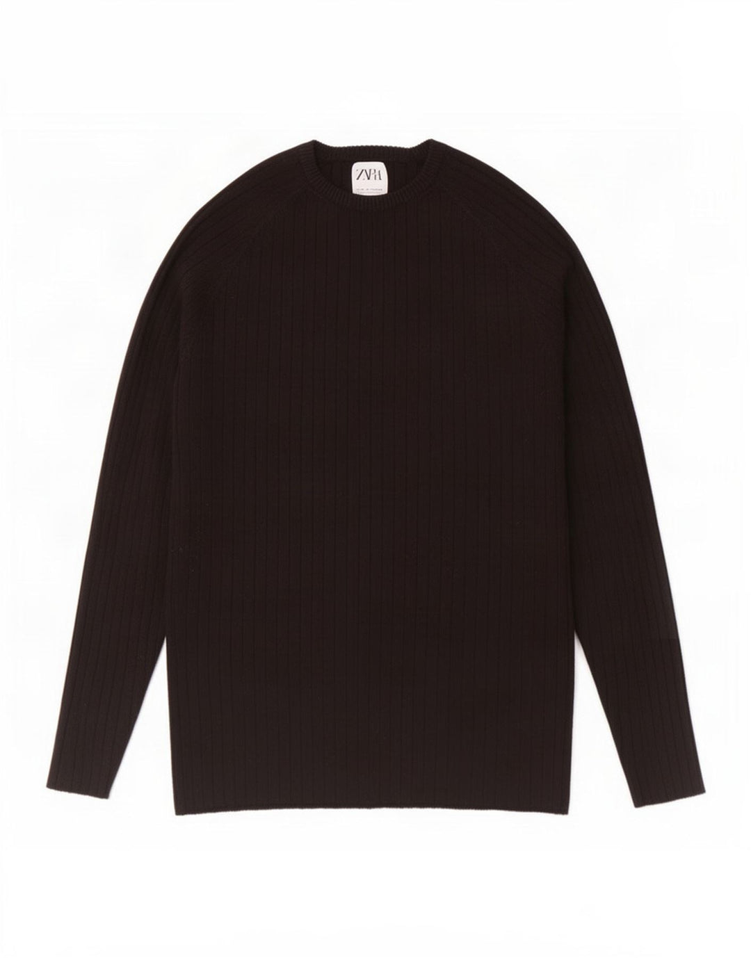 Zara Herren-Pullover mit Rundhalsausschnitt, mittlere schwarze Viskose