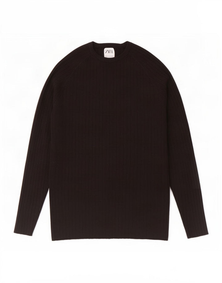 Zara Herren-Pullover mit Rundhalsausschnitt, mittlere schwarze Viskose