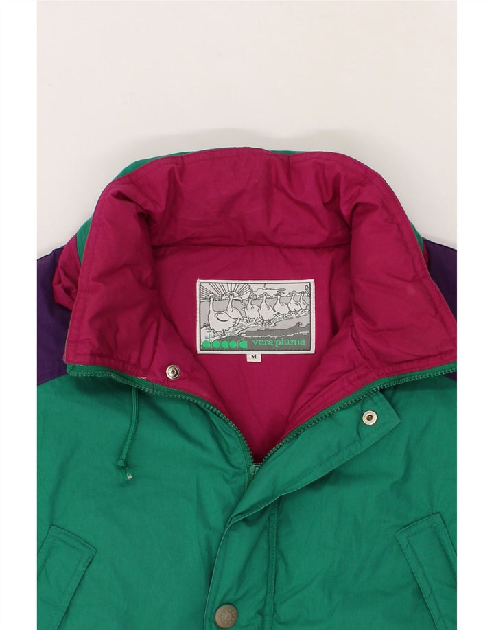 DIADORA Wattierte Herrenjacke UK 38 Mittelgrünes Colourblock-Polyester