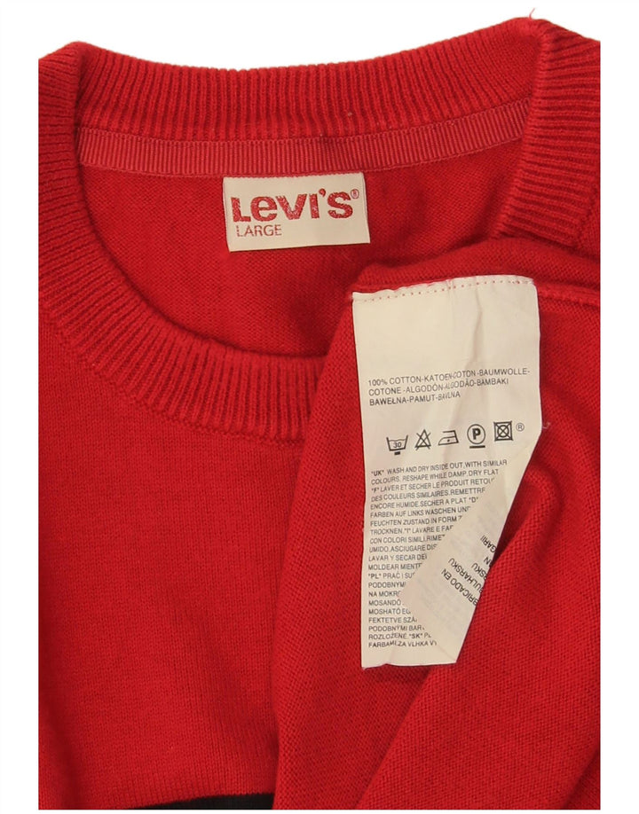 Levi's Herren-Pullover mit Rundhalsausschnitt, groß, rot gestreift, Baumwolle