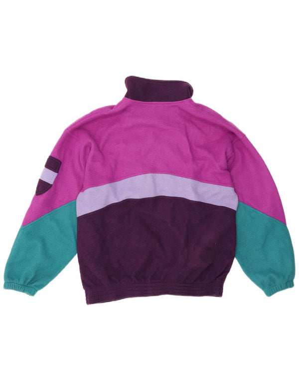 Vintage Mädchen-Fleecepullover mit Reißverschluss am Hals, 13–14 Jahre, mehrfarbig, Farbblock