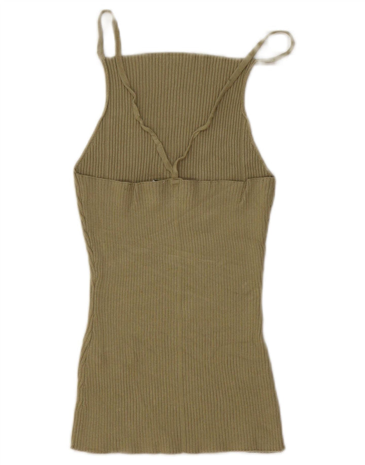 Zara Damen Cami Top UK 12 Medium Khaki Viskose