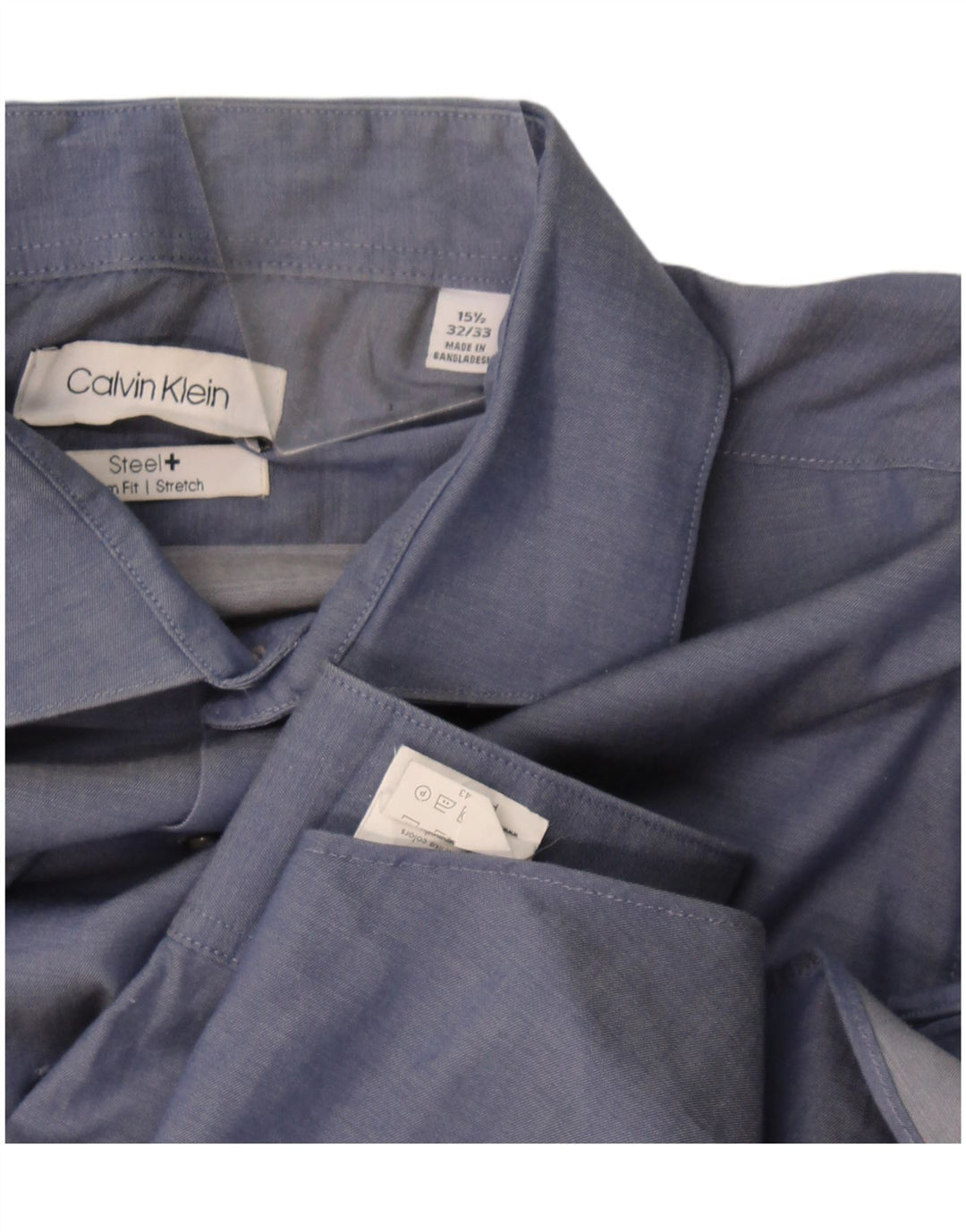 Calvin Klein Herren-Slim-Fit-Hemd, Größe 15 1/2, mittelblaue Baumwolle