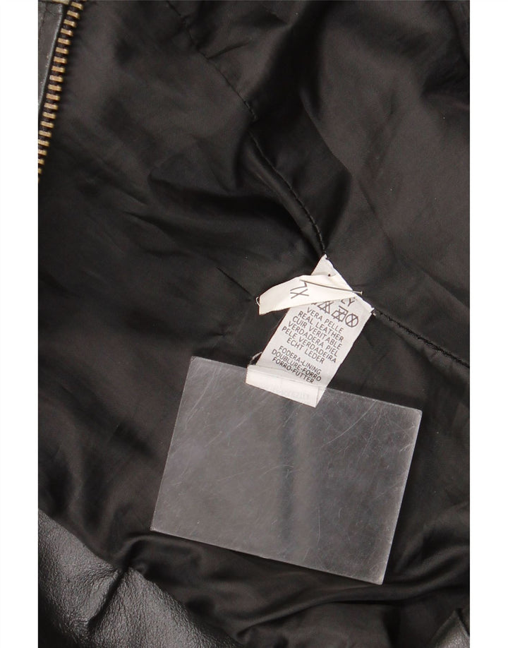 Vintage Damen Lederjacke UK 18 XL Schwarzes Leder