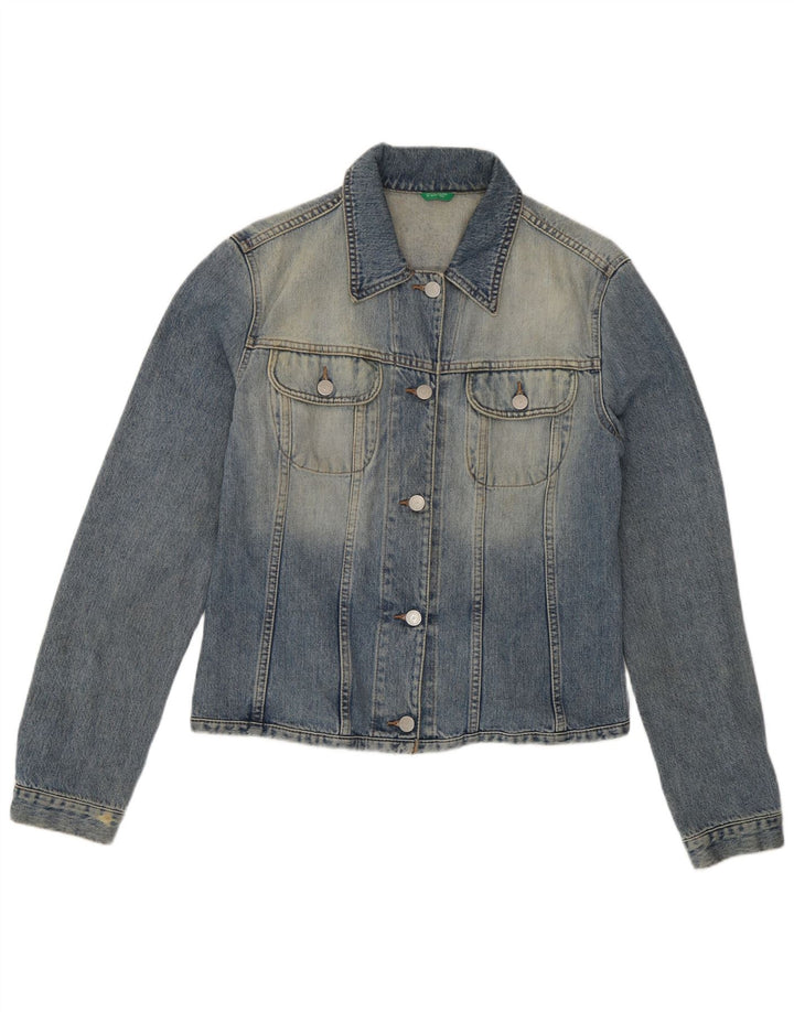Benetton Damen Jeansjacke UK 16 Große blaue Baumwolle