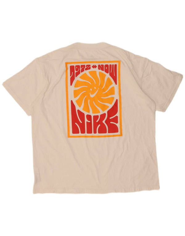 Nike Herren-T-Shirt mit lockerer Passform, Grafik, Größe L, aus weißer Baumwolle