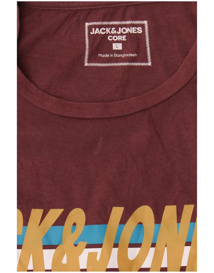 Jack & Jones Herren T-Shirt mit Grafik, Größe L, Burgunderrot