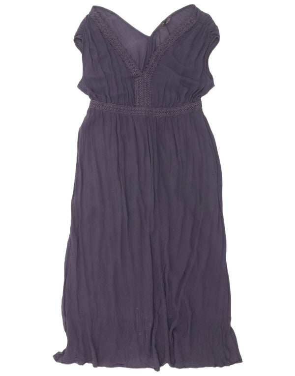 Marks & Spencer Damen Maxikleid UK 18 XL Marineblaue Viskose mit Blumenmuster