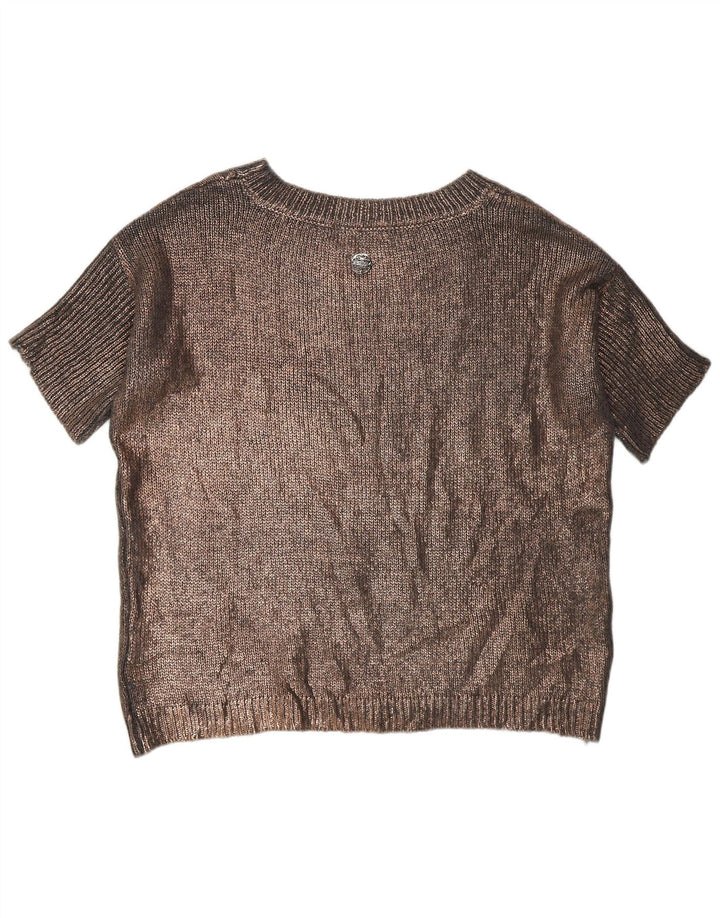 Gaudi Damen-Pullover mit kurzen Ärmeln und Rundhalsausschnitt, Gr. 14, Grau