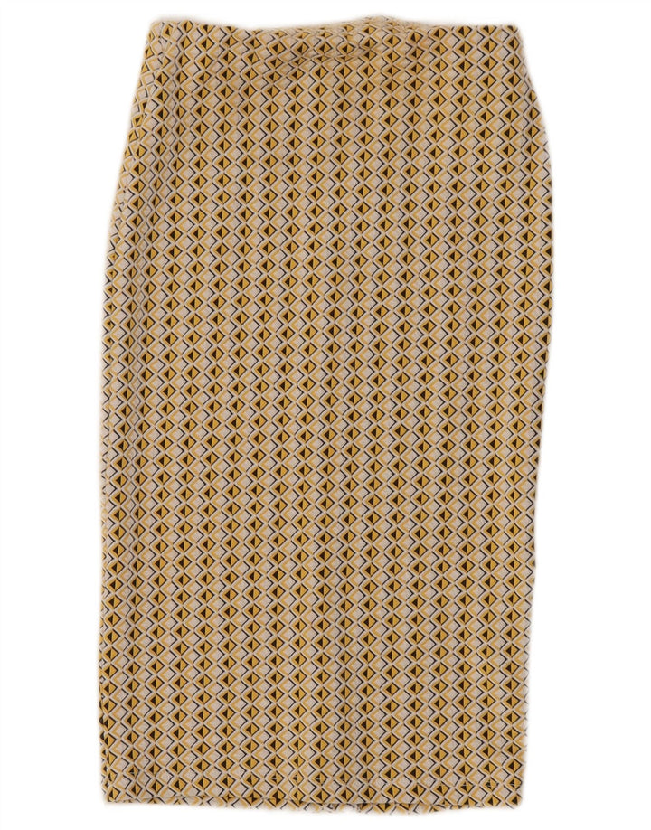 Zara Damen Bleistiftrock W26 Kleine gelbe geometrische Baumwolle