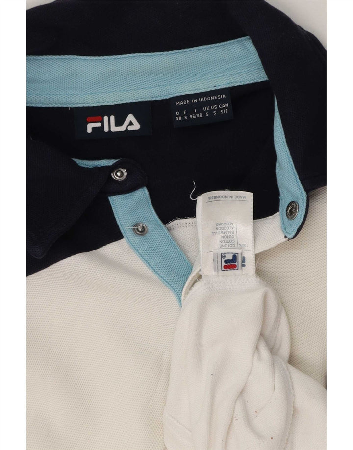 Fila Herren-Poloshirt, klein, weiße Colourblock-Baumwolle