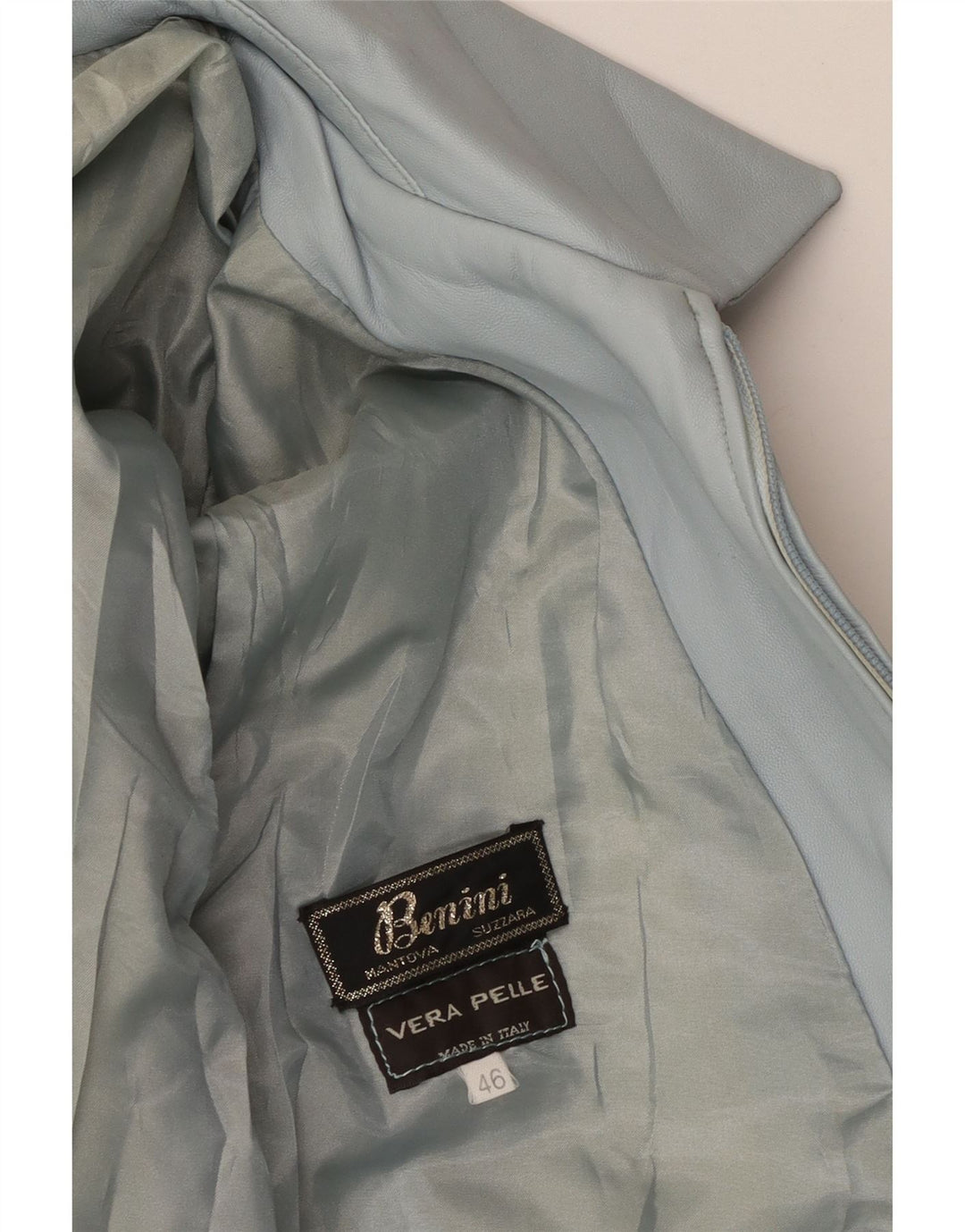 VINTAGE Damen Lederjacke IT 46 Großes blaues Leder