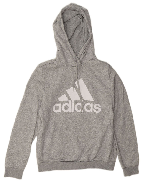 Adidas Damen Graphic Hoodie Pullover UK 12/14 Mittelgrau gefleckte Baumwolle