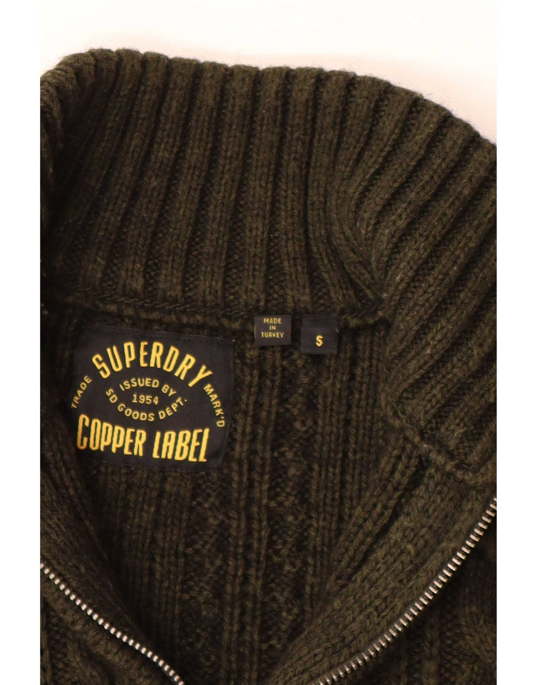 Superdry Herren-Pullover mit Reißverschluss am Hals, kleine Khaki-Wolle