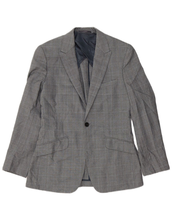 Reiss Herren-Blazer mit 1 Knopf, Gr. 36, klein, grau kariert