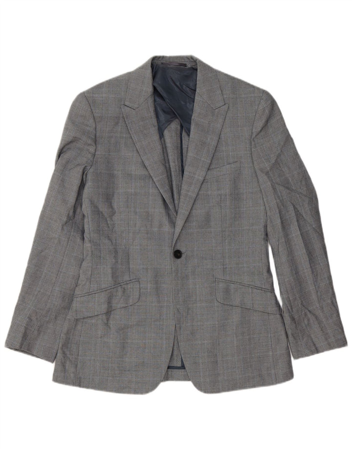Reiss Herren-Blazer mit 1 Knopf, Gr. 36, klein, grau kariert