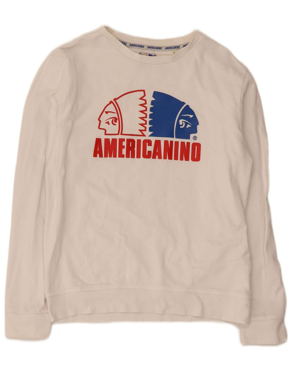 Americanino Grafik-Sweatshirt für Damen, UK 12, mittelweiße Baumwolle