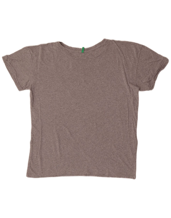 Benetton Damen T-Shirt Top UK 18 XL Grau meliert